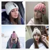 Mode coton tricoté pompons Chapeau pour les filles des femmes Lettre d'hiver Chapeau Casaual Skullies Femme doublure en peluche Beanies Casquettes Outdoor Sport Chapeaux