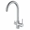 Vouruna Gooseneck Zwart Gezuiverd Water Keuken Tap 3 Way Kitchen Kraan Chrome / Sandbeige