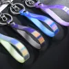 PVC leather rope key chain glossy bright leather rope hanging buckle laser soft rubber lanyard cartoon doll accessories Keychains
