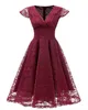 Automne femmes Robe dentelle sans manches Floral élégant robe de soirée formelle Robe rouge dames Robe de demoiselle d'honneur belle boule cultivée