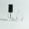 Bottiglie di olio per unghie in vetro trasparente vuoto per smalto gel per unghie 5-8-10-12-15 ml di forma quadrata rotonda con tappo a vite in plastica nera