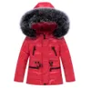 Winter Kinder Kleidung Sets Warme Baby Mädchen Dicke Schneeanzüge Ski Anzüge Natürliche Pelz Kinder Daunen Jacken Oberbekleidung Mantel + Trägerhose