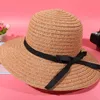 Cappello di paglia floscio estivo da donna per ragazze Sole pieghevole con nastro a fiocco Panama Beach Cappellini casual da viaggio all'aperto da donna Scot22