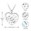 Xiaojing 925 Collier en argent sterling personnalisé Mère Coeur avec 4 noms pour les femmes Birthstones bijoux en argent sterling