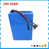 Wholesale 30pcs/lot 1000W 24V li ion battery pack 24V 45AH scooter battery 24 V bicycle battery 50A BMS with 29.4V 5A Charger