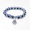 Lucky Fatima Hamsa Hand Blue Evil Eye Berlocker Armband Armband Pärlor Turkiska Pulseras För Kvinnor Smycken GD126