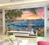 Prezzo basso per carta da parati Coconut Grove Doppia sedia a sdraio Grande mare Bellissimo paesaggio Sfondo Pittura murale Carta da parati