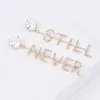 Moda-letras oscilar brincos para ouro menina luxo designer de jóias mulheres brincos do diamante de Bling slogan dom carta pendant amizade