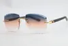 Wholesale Latest Sunglasses 3524012 Black Plank Rimless glasses Fashion High Quality Male and female engraving lens C Decoration