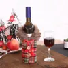 Julvinflaska Cover Party Ornament Mini Plaid Coat Peater Wine Bottle Bags Xmas New Year Dinner Party Decoration JK1910XB