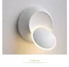 Lámparas de pared Negro Blanco 90-260V Luz Interior Lámpara Led Dormitorio 360 ángulo Giratorio Metal Plateado 5W Sconce Bombilla creativa