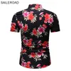 SAILEROAD 2019 Fashion Flower Shirt Men Stampa magliette hawaiane slim fit camisa floreale mascolina camicie a maniche corte estate tops2571