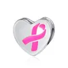 Adatto ai braccialetti Pandora 30pc Hope Pink Ribbon Consapevolezza del cancro al seno Charms Perline Charms in argento Bead per le donne Gioielli fai da te Collana europea