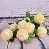 Party Frühling Hochzeit Dekoration Ehe gefälschte Blume Home Decor 3 Kopf Rose Blume künstliche Seidenblumen für DIY Blumenstrauß DH0915-1