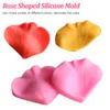 2pcs / set petal löv ros formad silikon mögel kaka dekoration verktyg fondant 3d blommor bröllop tårta moul