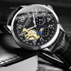 2019 Fashion GUANQIN Mens Watches Top Brand Luxury Skeleton Watch Men Sport Leather Tourbillon Automatic Mechanical Wristwatch