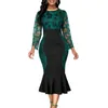 Autumn Summer Dress Women Casual Plus Size Slim Office Bodycon Dresses Vintage Elegant Sexy Lace Long Mermaid Party Dress