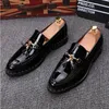 Leather Men Patent Tassel Black Casual Penny Loafers Shoes Fashion Man Moccasin Wedding Party Shoe S217 429 452