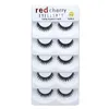 Red Cherry 5 par False Eyelashes Messy Handmade falska ögonfransar Skönhetsminkverktyg Naturlig lång kvalitet