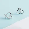 Boucles d'oreilles en argent Sterling véritable pour femmes mignon petit coeur creux boucle d'oreille cadeau pour filles enfants dame R230619