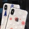 Snowflake & Tree Christmas Transparent Phone Case For iPhone X XS XR XS Max 8 7 6 6S Plus Soft TPU Cute Back Cover Winter Gift