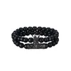 2 braceletes terno - fosco preto ágata 8 MM coroa homens e mulheres moda amantes da personalidade amizade pulseira