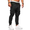 2019 novo estilo moda masculina fita fita faixas de algodão fundo magro casual com calças de bolso calças sólidas