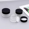 Frost Glass Cream Jar Bottle 10g 20g 30g 1oz Empty Container Cosmetic Jars with Black Gold Lid