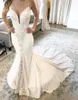 Retro Lace Frisada Vestido De Noiva 2019 Sexy Sem Encosto Spaghetti Sereia Vestidos De Casamento De Praia Chiffon Varredura Vestidos de Casamento Do Trem Feito Sob Encomenda