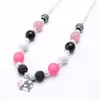 Cute Cow Pendant Necklace Animal Jewelry For Baby Girls Chunky Bubblegum Beads Necklace DIY Adjust Rope Kids Gift