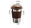 Stainless Steel Coffee Mugs Portable Drinking Cups With Silicone Lids Travel Water Coke Cup Wine Tumbler Straight Cup Water Bottle GGA2691