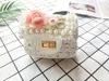 Kids Korean Bags 2020 Newest Spring Autumn Girls Mini Princess Purses Lovely Chain Shoulder Bags Pearl Flowers Woolen Handbags Tote Gifts