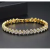 Nova pulseira gelada feminina bling casamento zircão cúbico 7mm bronze tênis pulseiras ouro prata cor moda jóias de luxo para presente