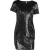 Women Sequined Dresses Short Sleeve Straight Fashion Club Sexy Bodycon Summer Dressing Clothing 2 Colors Mini Party Dress1