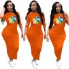 Mulheres Impresso vestidos de verão de manga curta Long Beach Vestidos Bodycon uma peça saia do arco-íris Lip Designer estilo Vestido Clube Vestuário Hot 2019