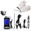 TENS Electro Sex Kit Pénis Sons urétraux Électronique Pulse Masseur Vagin Anal Plug E-stim Gants Pince Électrique pour Hommes Y191108