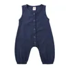 Baby Clothes Kids Boys Cotton Linen Rompers Summer Solid Sleeveless Breathable Jumpsuits Onesies Ins Bodysuits Fashion Overalls CYP792