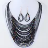 2020 Costume Jewelry Fashion Vintage Jewelry Sets Round Bohemian Multilayer Colorful Beads Statement Necklace Earrings Set223L