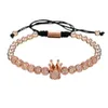 CZ Hexagon 3pcset Micro CZ Crown Bracelet Copper Beads Luxury Designer Jewelry Woven Mens Bracelets Gift6910966