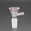 Kleurrijke glazen kom voor waterpijpen Bongs 5 ​​mm dikke trechter kommen pijpen met handvat voor roken 14 mm