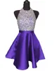 2020 Moda Royal Azul Sparkly Homecoming Vestidos Uma Linha Backless Beading Crystal Curto Party Vestidos para Feito Feito Personalizado