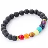 Natursten Agate Lava Stone 8 mm Energi Volkanisk Sten Färgglada Pärlor Armband GB828