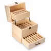 Beste 3 Schichten Holz Aufbewahrungsbox Carry Organizer Aufbewahrungsbox Ätherisches Öl Flaschen Aromatherapie Behälter Metallschloss Schmuck T