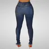 Jeans da donna fidanzati a vita alta con buco strappato pantaloni skinny elasticizzati in denim slim al polpaccio jeans a matita per le donne E231