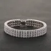 WHO HIP HOP 3 ROW TENNIS CHAIN GOLD SILVER CUBIC ZIRCONIA ICED OUT CZ STONES BRACELET340O