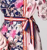 Flora printed long sleeve pink women shirt dresses with lace up gorgeous skirt summer Hi-Lo single breasted dresses