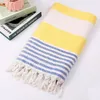 Striped Cotton Turkish Bath Towel With Tassels Travel Camping Sauna Beach Gym Pool Blanket Drape