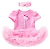 Pasgeboren Baby's Meisjes 1e 2e Verjaardag Kleed One-Piece Rompertjes Rokken Tutu's met Hoofdband Peuter Zuigeling Geschenken Party Kleding Set Crown