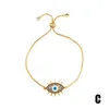 New Fashion Women Bracelets Adjustable Yellow Gold Plated Colorful CZ Evil Eye Bracelet for Girls Women Nice Gift