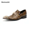 Batzuzhi mode hommes chaussures en cuir formelles en cuir véritable chaussures habillées hommes bout pointu fête Zapatos Hombre, grandes tailles EU38-46